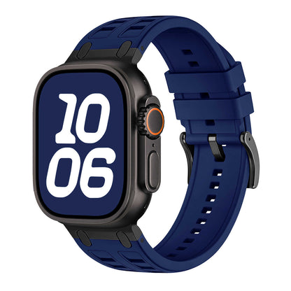 iBandGear Rugged Silicone Sport Band for Apple Watch with Metal Connectors - Midnight Blue