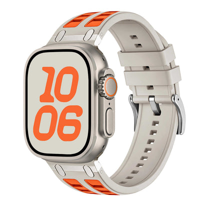 iBandGear Rugged Silicone Sport Band for Apple Watch with Metal Connectors - Starlight-Orange