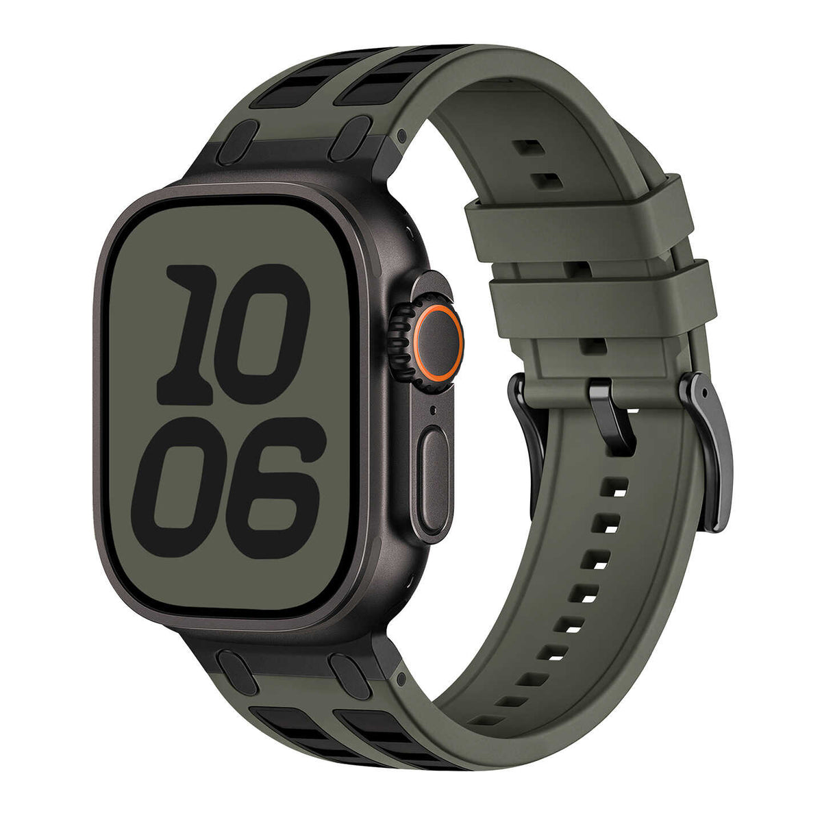iBandGear Rugged Silicone Sport Band for Apple Watch with Metal Connectors - Green