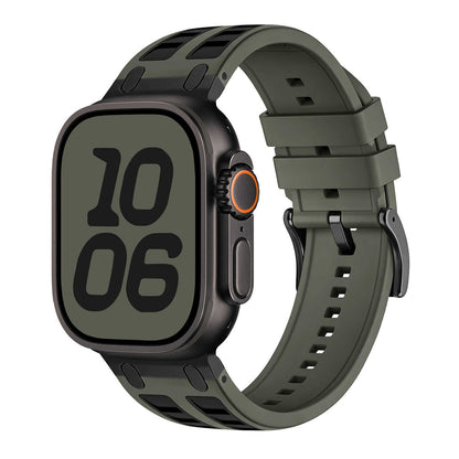 iBandGear Rugged Silicone Sport Band for Apple Watch with Metal Connectors - Green