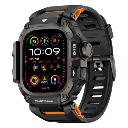 iBandGear Rugged TPU Metal Band for Apple Watch - Black-Orange