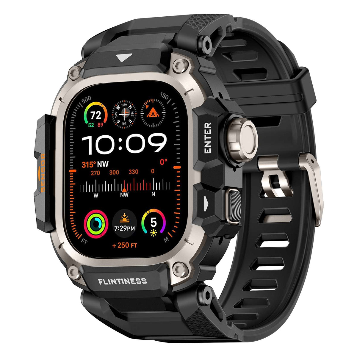 iBandGear Rugged TPU Metal Band for Apple Watch - Black-Titanium