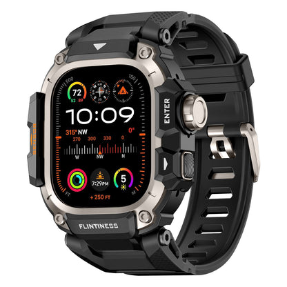 iBandGear Rugged TPU Metal Band for Apple Watch - Black-Titanium