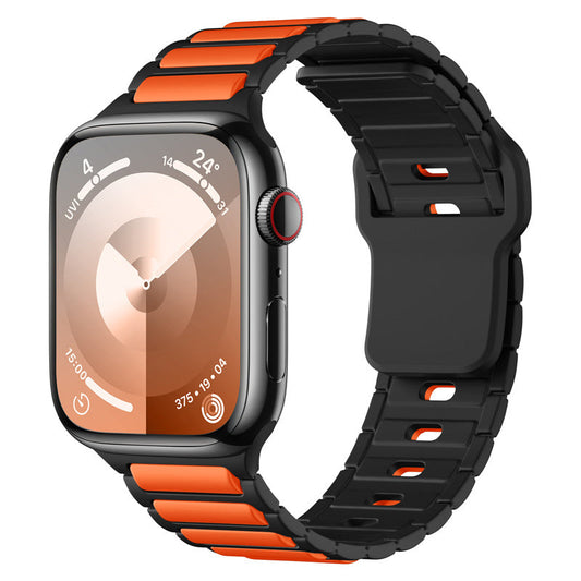 iBandGear Rugged Two-Tone Silicone Band for Apple Watch - Black-Orange