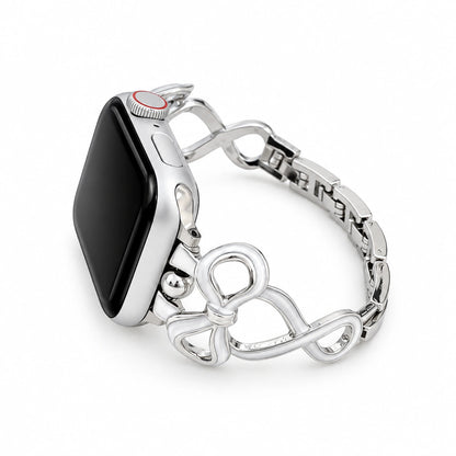 iBandGear Sculpted Bow Bracelet Band for Apple Watch - Silver-White