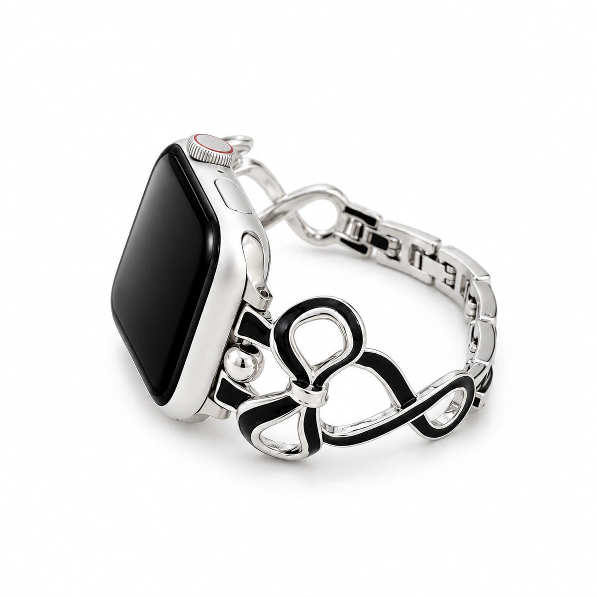 iBandGear Sculpted Bow Bracelet Band for Apple Watch - Silver-Black