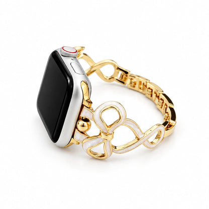 iBandGear Sculpted Bow Bracelet Band for Apple Watch - Gold-White