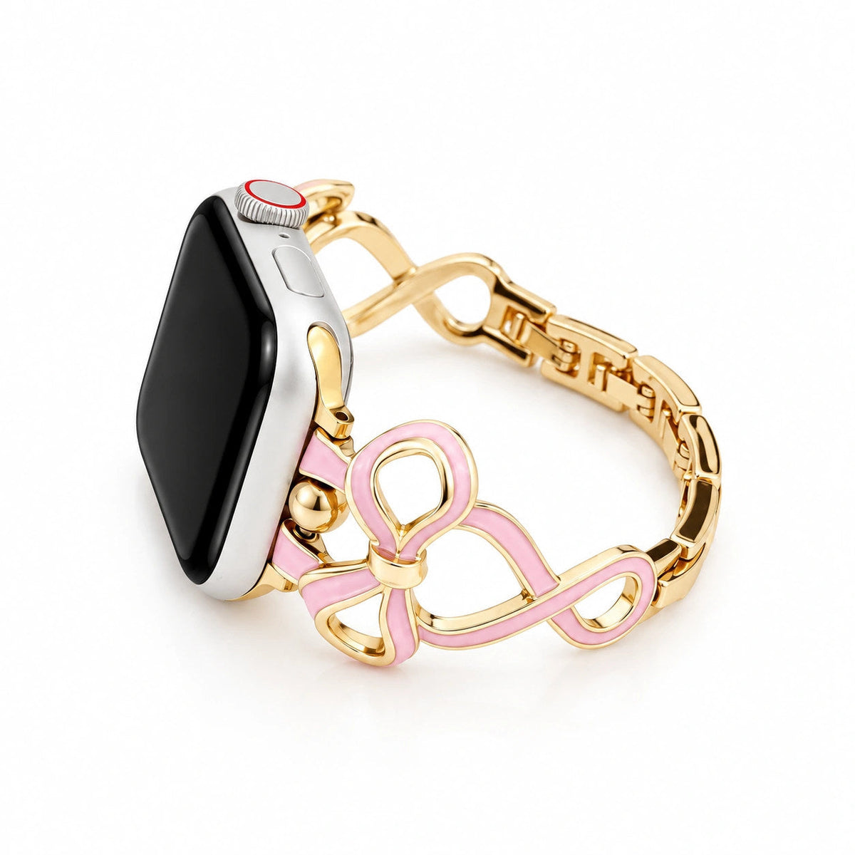 iBandGear Sculpted Bow Bracelet Band for Apple Watch - Gold-Pink