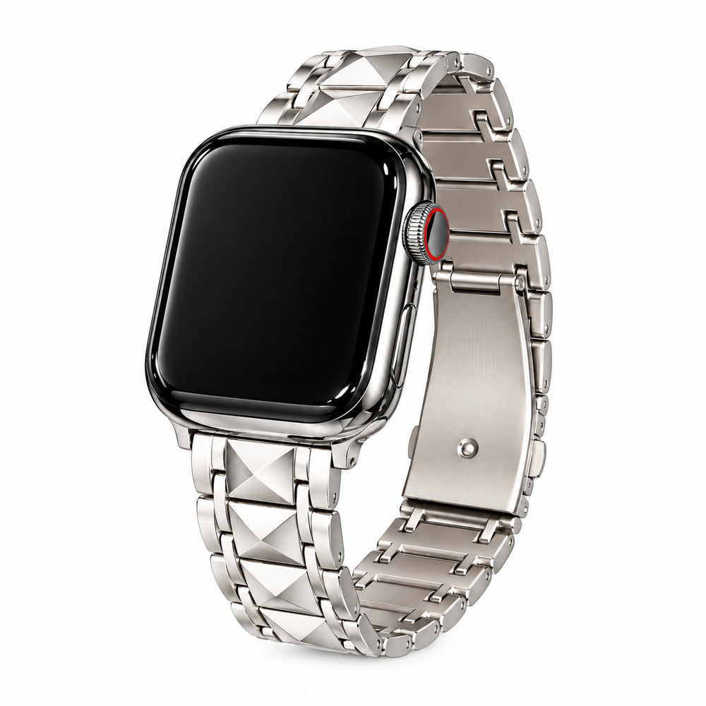 iBandGear Sculpted Pyramid Metal Band for Apple Watch - Starlight