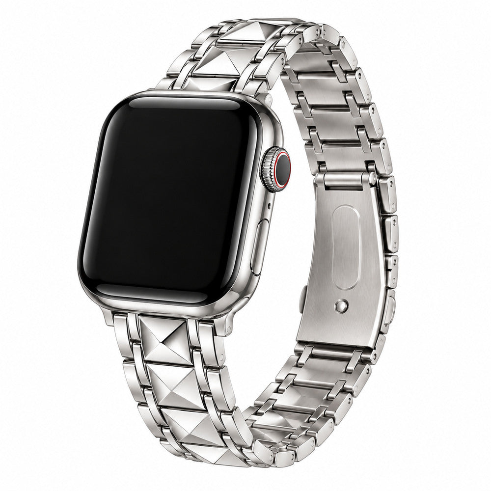 iBandGear Sculpted Pyramid Metal Band for Apple Watch - Silver