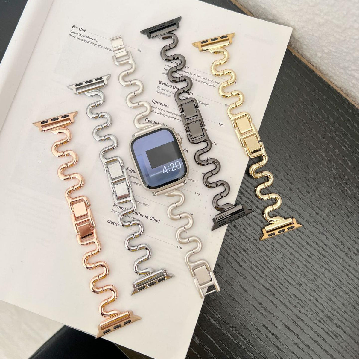 iBandGear Sculpted S-Curve band in five metal finishes