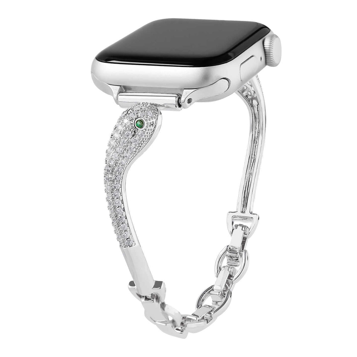 iBandGear Serpent Rhinestone Bangle Band for Apple Watch - Silver