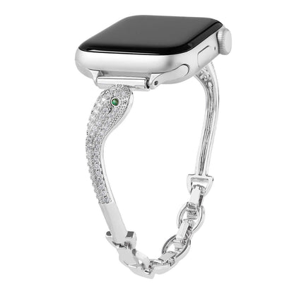 iBandGear Serpent Rhinestone Bangle Band for Apple Watch - Silver