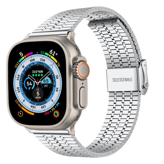 iBandGear Seven-Bead Stainless Steel Band with Double Safety Clasp for Apple Watch - Silver