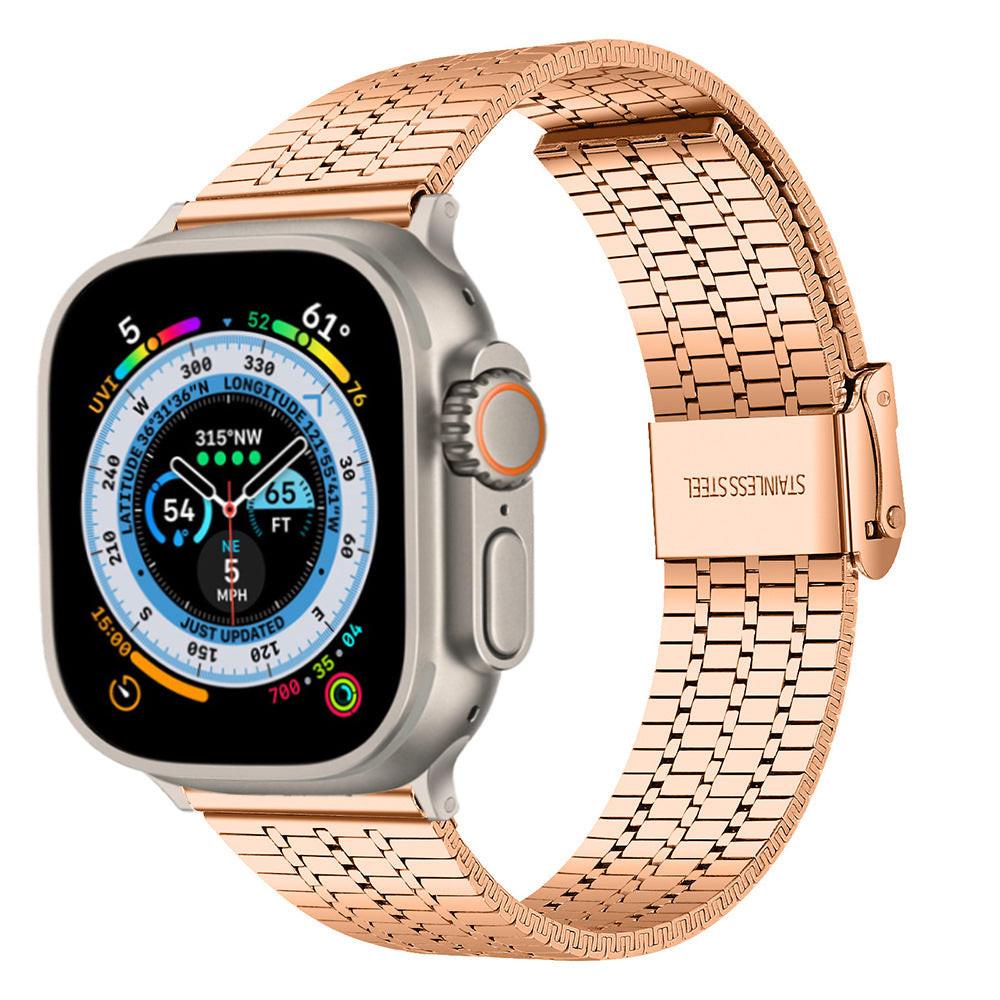 iBandGear Seven-Bead Stainless Steel Band with Double Safety Clasp for Apple Watch - Rose Gold