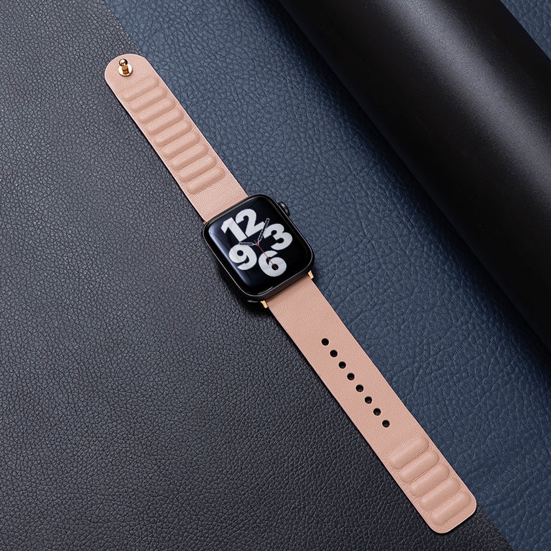iBandGear Single-Stud Magnetic Leather Band for Apple Watch - Pink