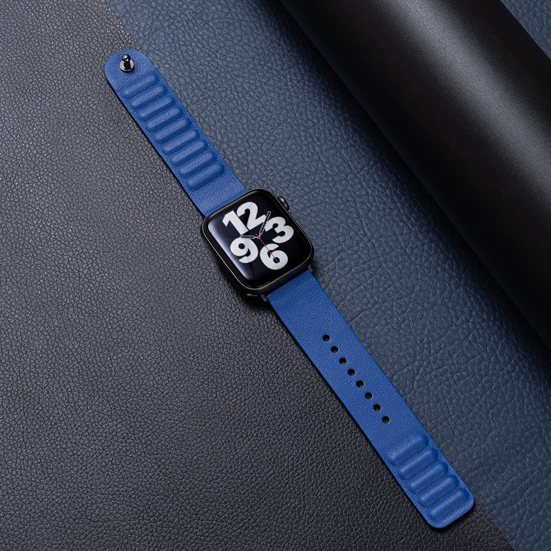 iBandGear Single-Stud Magnetic Leather Band for Apple Watch - Blue