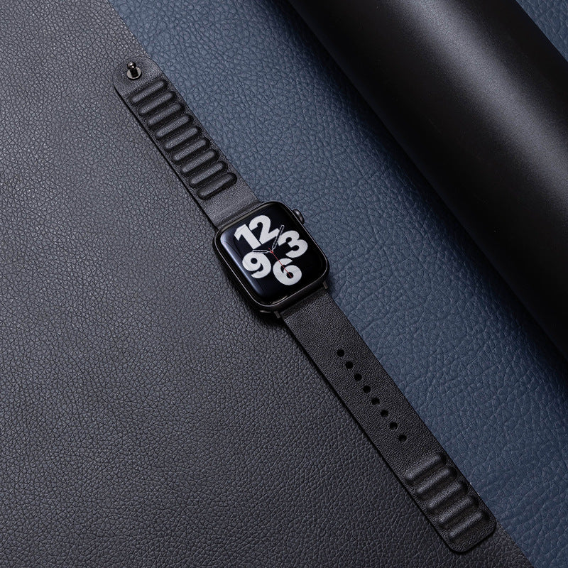 iBandGear Single-Stud Magnetic Leather Band for Apple Watch - Black