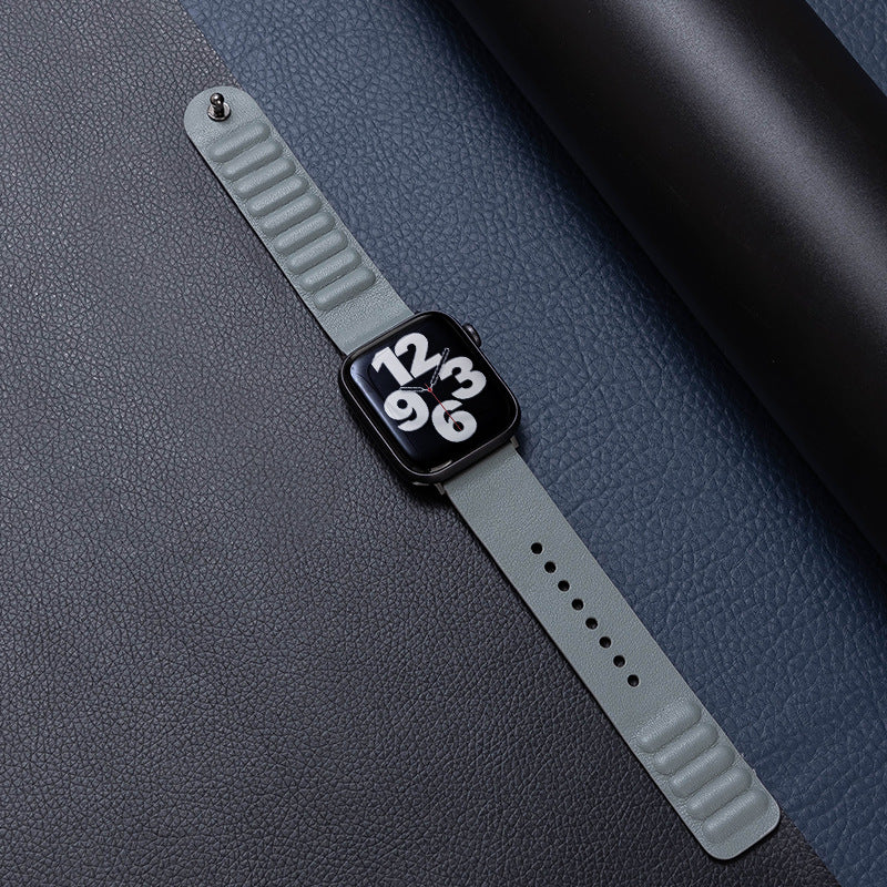iBandGear Single-Stud Magnetic Leather Band for Apple Watch - Gray