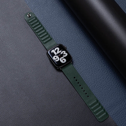 iBandGear Single-Stud Magnetic Leather Band for Apple Watch - Dark Green