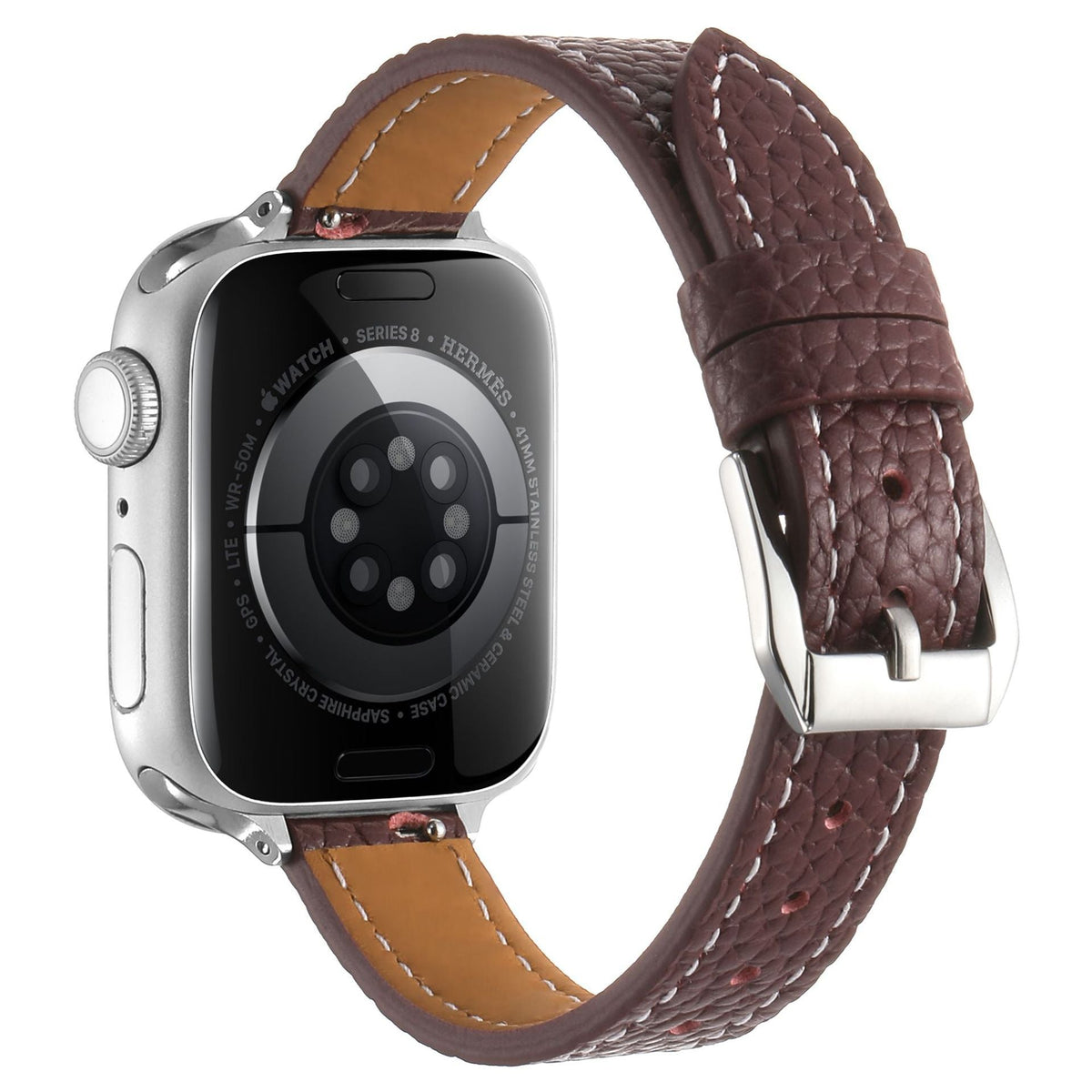 iBandGear Slim Pebbled Leather Band for Apple Watch - Burgundy