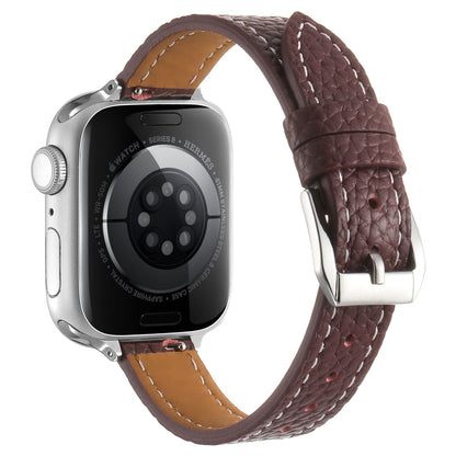iBandGear Slim Pebbled Leather Band for Apple Watch - Burgundy