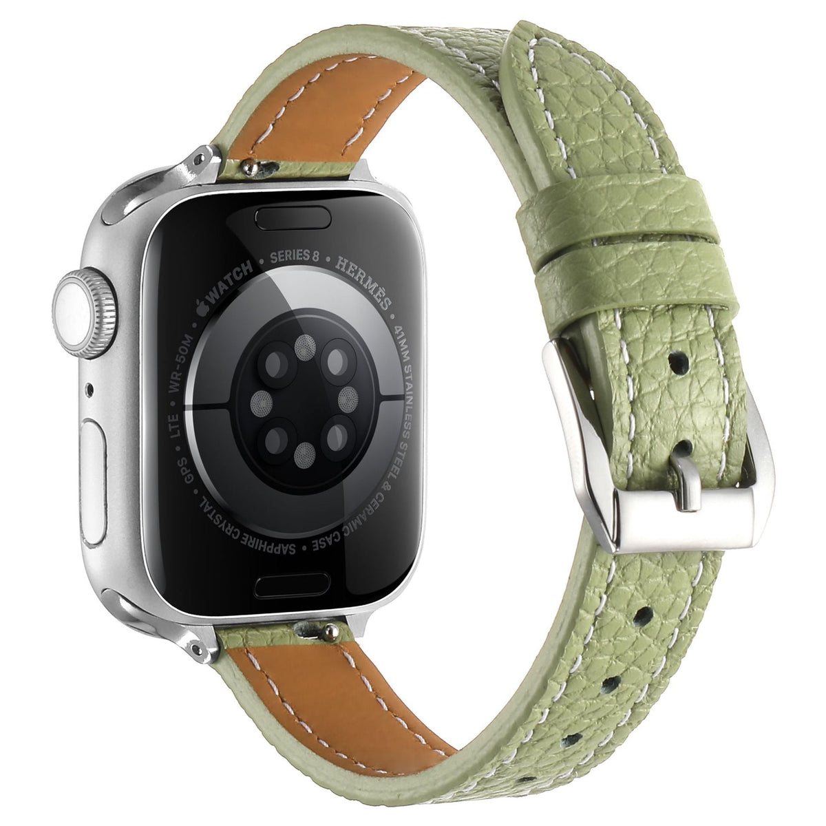 iBandGear Slim Pebbled Leather Band for Apple Watch - Green