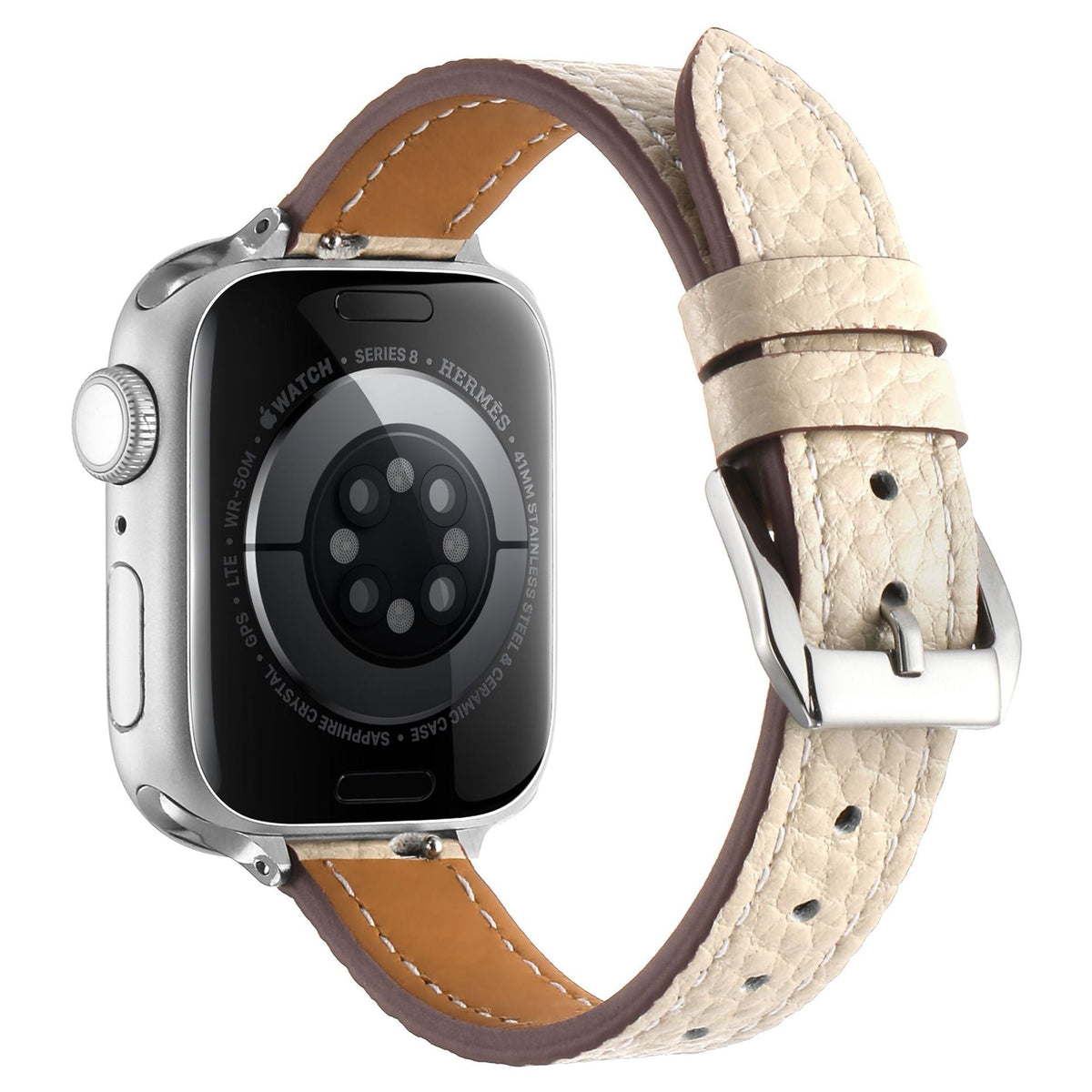 iBandGear Slim Pebbled Leather Band for Apple Watch - Starlight