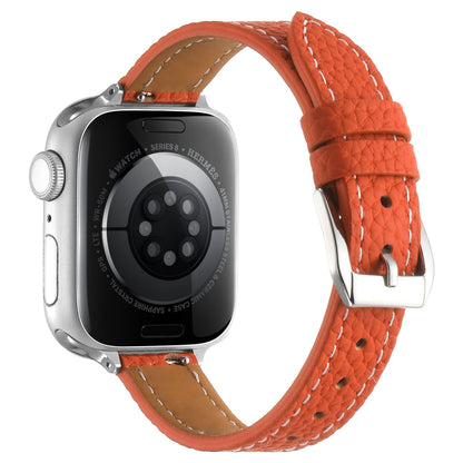 iBandGear Slim Pebbled Leather Band for Apple Watch - Orange