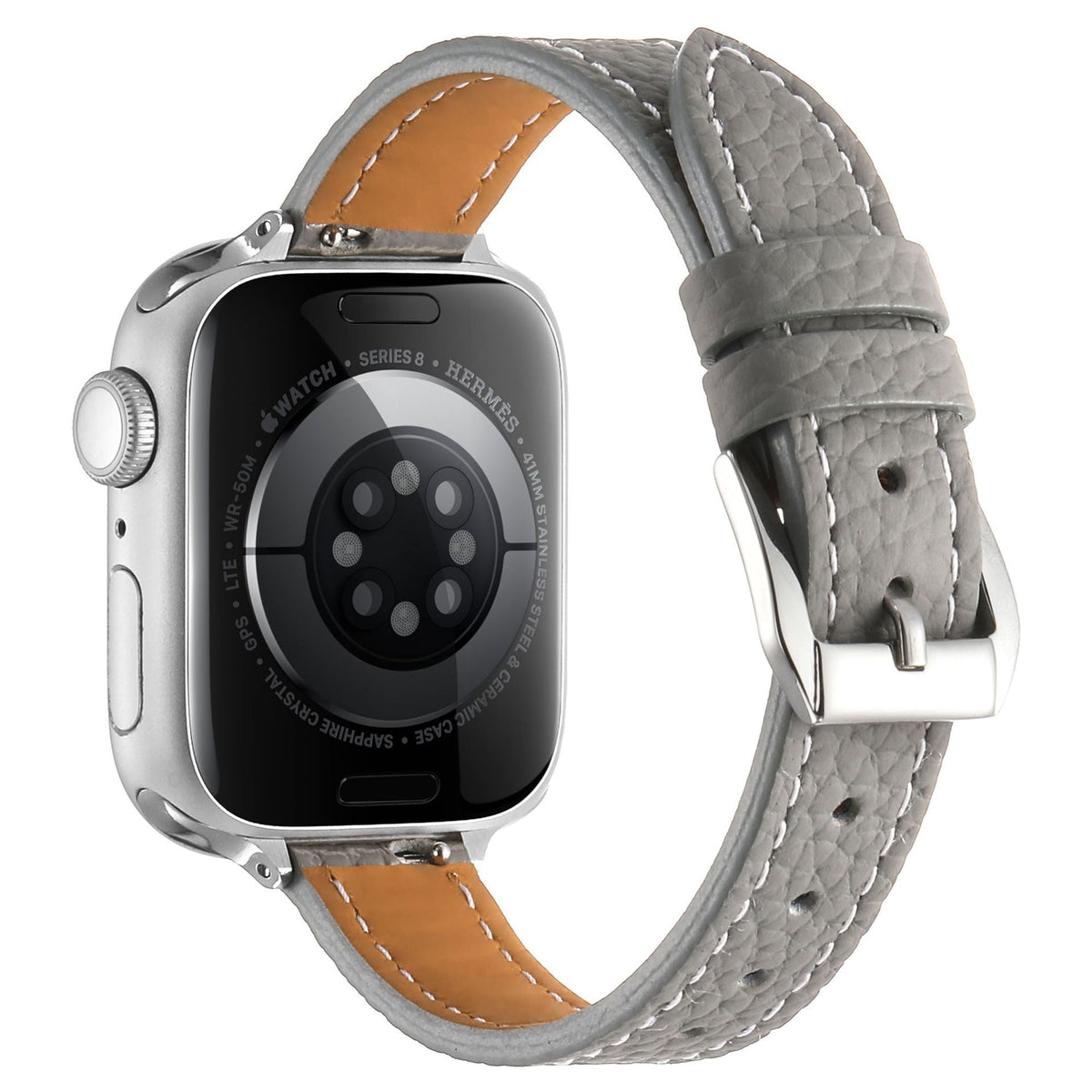 iBandGear Slim Pebbled Leather Band for Apple Watch - Gray