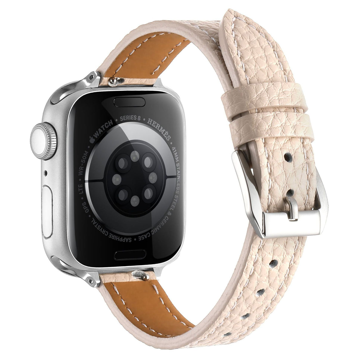 iBandGear Slim Pebbled Leather Band for Apple Watch - Apricot