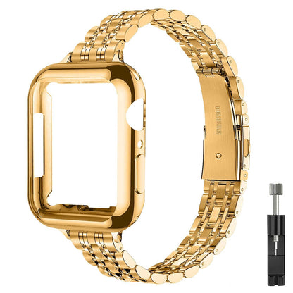 iBandGear Slim Stainless Steel Bracelet Case Band for Apple Watch - Gold