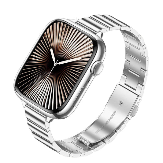 iBandGear Slim Stainless Steel Link Band for Apple Watch – Refined Metal Style - Silver