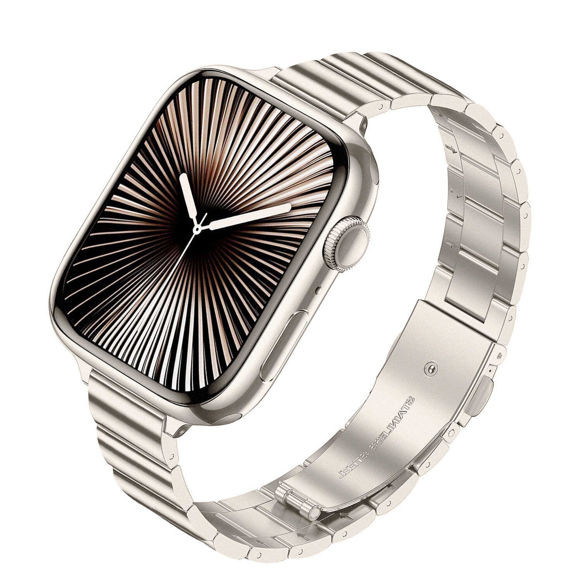 iBandGear Slim Stainless Steel Link Band for Apple Watch – Refined Metal Style - Starlight