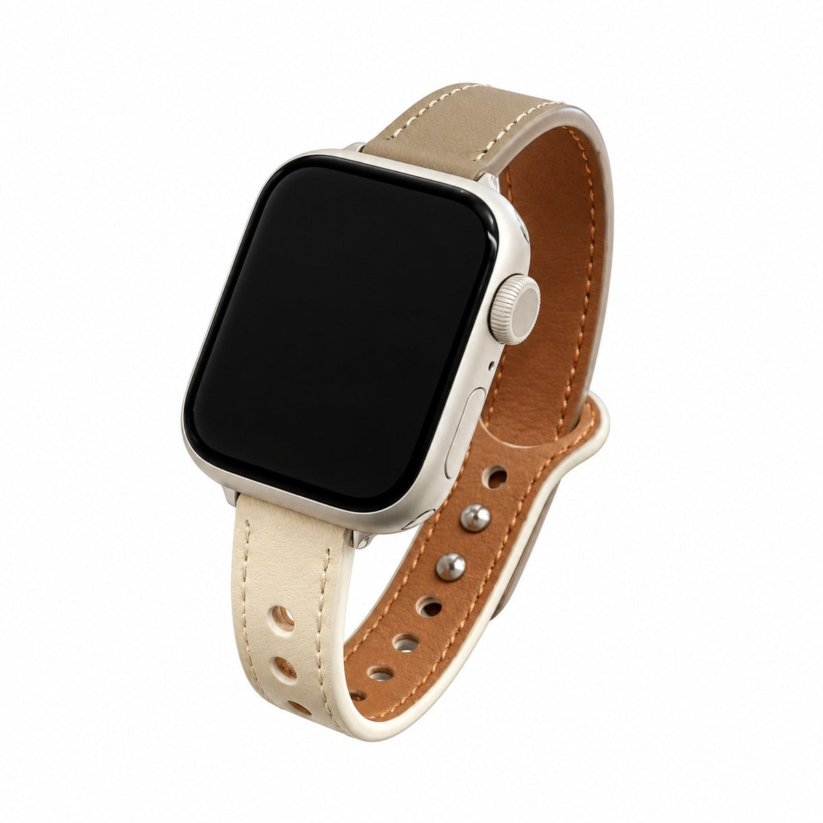 iBandGear SlimEdge Genuine Leather Band for Apple Watch - Taupe-Apricot