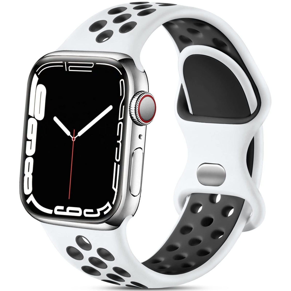 iBandGear Soft Breathable Silicone Sport Band for Apple Watch - White-Black