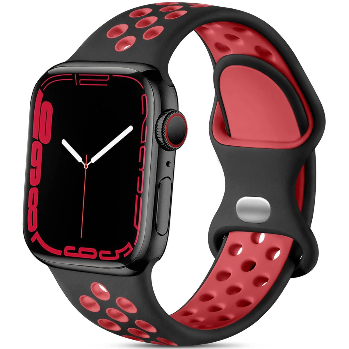 iBandGear Soft Breathable Silicone Sport Band for Apple Watch - Black-Red