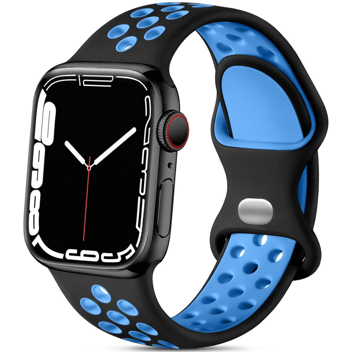 iBandGear Soft Breathable Silicone Sport Band for Apple Watch - Black-Blue