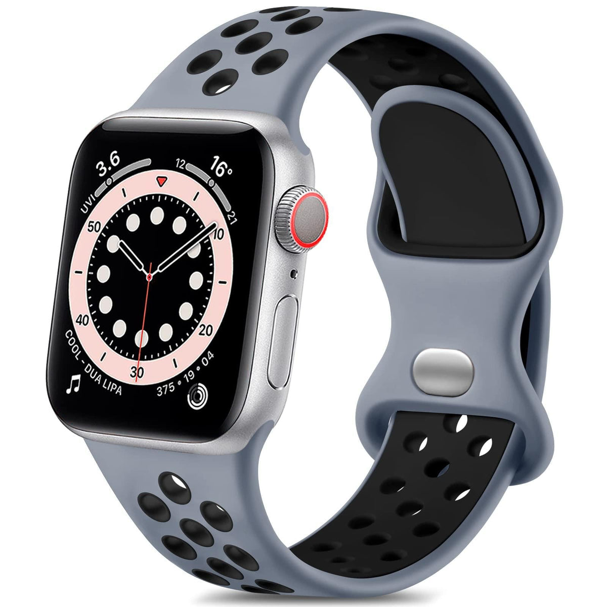 iBandGear Soft Breathable Silicone Sport Band for Apple Watch - Obsidian-Black