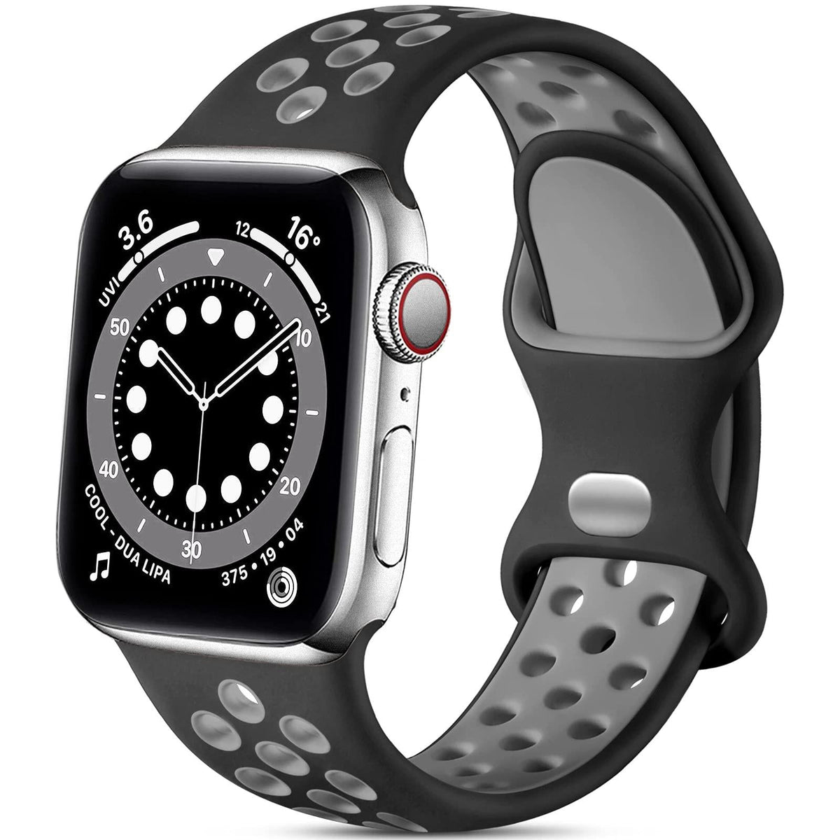 iBandGear Soft Breathable Silicone Sport Band for Apple Watch - Black-Gray