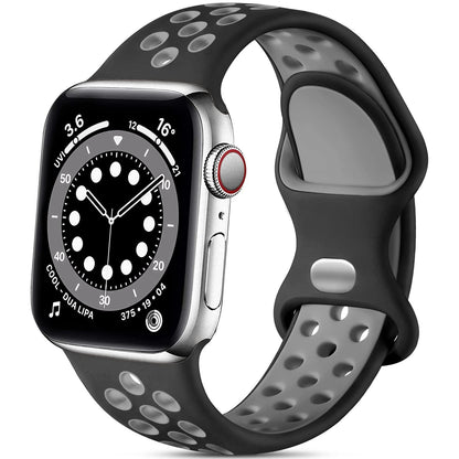 iBandGear Soft Breathable Silicone Sport Band for Apple Watch - Black-Gray