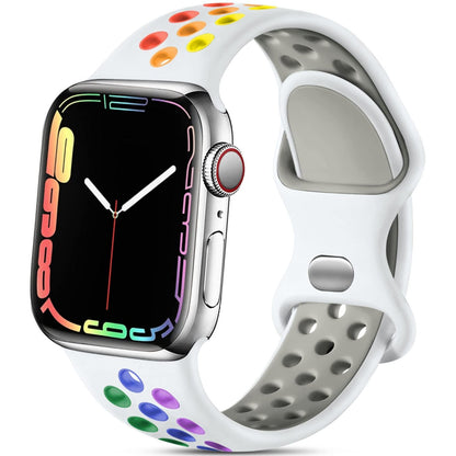 iBandGear Soft Breathable Silicone Sport Band for Apple Watch - White Rainbow