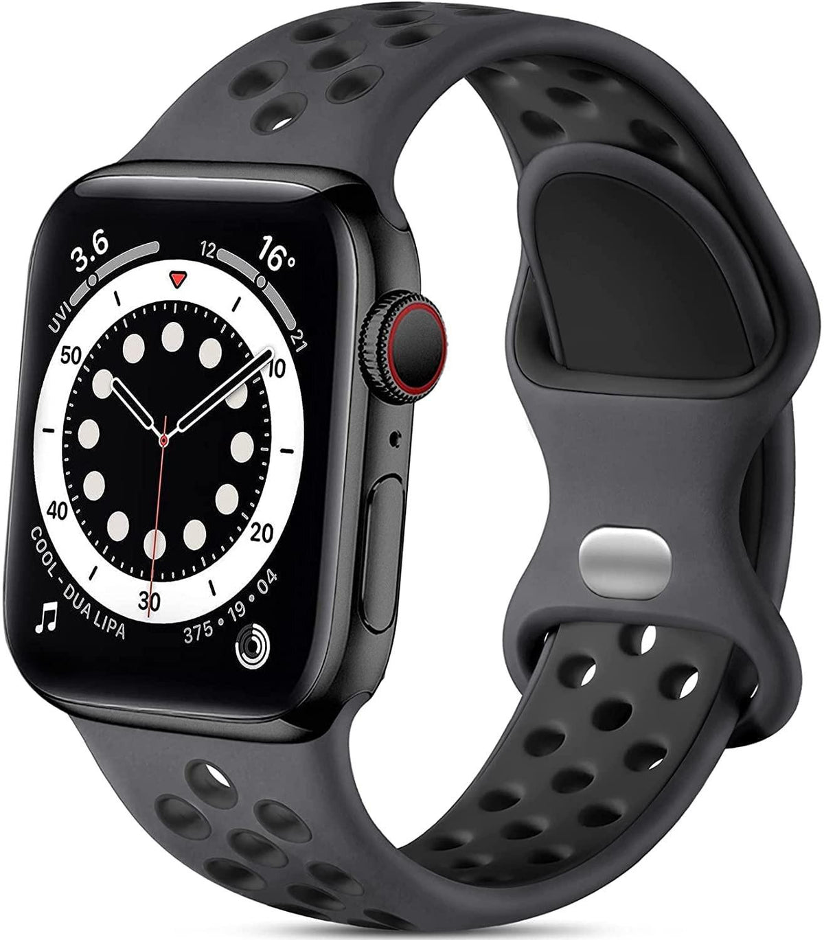 iBandGear Soft Breathable Silicone Sport Band for Apple Watch - Anthracite Black