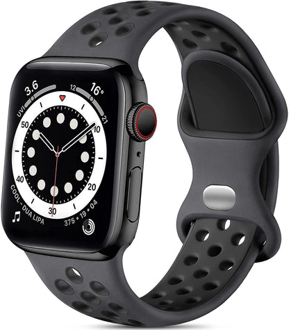iBandGear Soft Breathable Silicone Sport Band for Apple Watch - Anthracite Black