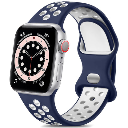 iBandGear Soft Breathable Silicone Sport Band for Apple Watch - Midnightblue-White
