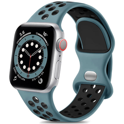 iBandGear Soft Breathable Silicone Sport Band for Apple Watch - Slate-Blue Black