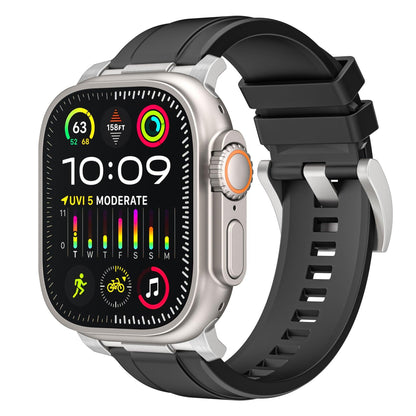 iBandGear Soft Silicone Sport Strap for Apple Watch - Black - Silver