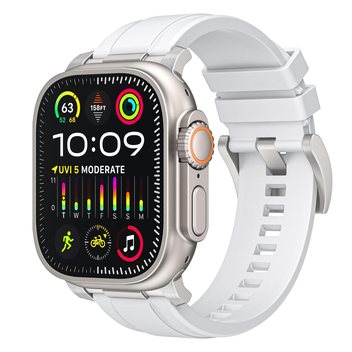 iBandGear Soft Silicone Sport Strap for Apple Watch - White - Silver
