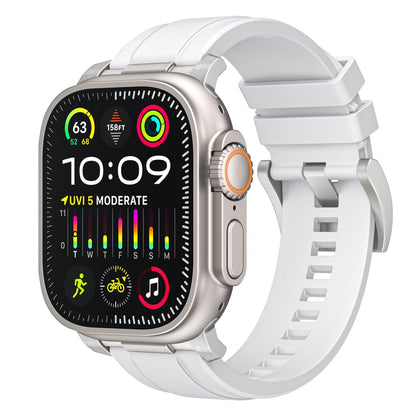 iBandGear Soft Silicone Sport Strap for Apple Watch - White - Silver