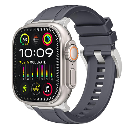 iBandGear Soft Silicone Sport Strap for Apple Watch - Charcoal Black - Silver